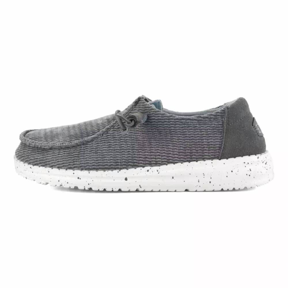 NEW HEY DUDE women's wendy wave corduroy shoes in charcoal